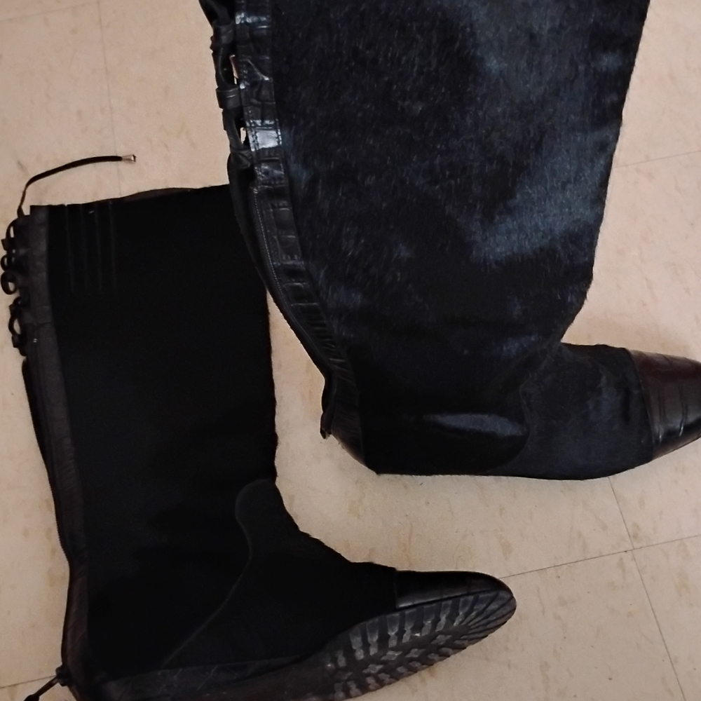Black PONY 🐴 Hair Below Knee-High Boots